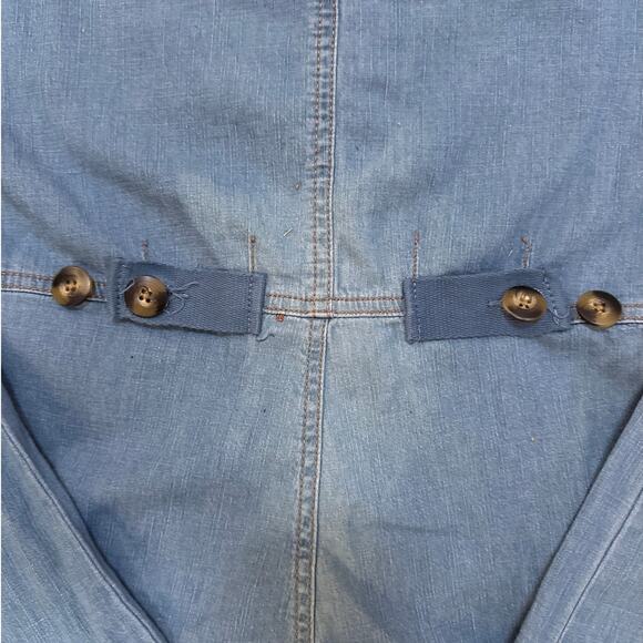 No Boundaries Women Denim Coverall Jumpsuit Sz S Elastic Cuff Button Front - Picture 5 of 6